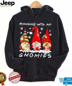 Funny christmas hanging with my gnomies funny draw shirt