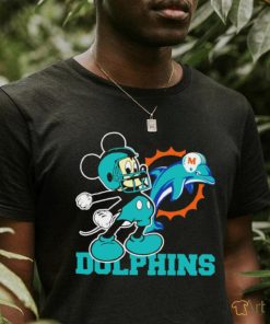 Funny mickey Mouse cartoon NFL Miami Dolphins football player helmet logo shirt