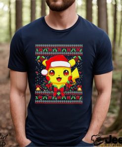 Funny pokemon Pikachu Santa hat cute Xmas gift shirt