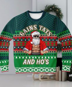 Gains Tats And Ho’s Tattoo Gym Ugly Christmas Sweater 3D Gift For Men And Women