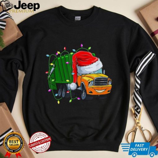 Garbage Truck Lights Christmas Trash Trucks Santa Kids Boys Shirt