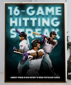 Arizona Diamondbacks Ketel Marte 16 Game Hitting Streak Home Decor Poster Canvas