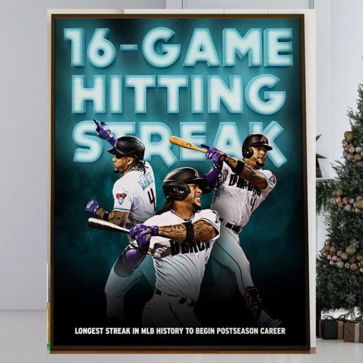 Arizona Diamondbacks Ketel Marte 16 Game Hitting Streak Home Decor Poster Canvas