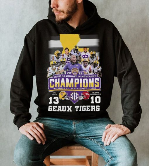 Geaux Tigers LSU Tigers 2022 Second Saturday In November Champions Score Shirt