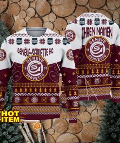 Geneve Servette HC 3D Ugly Christmas Sweater Christmas Holiday Gift For Men And Women Personalized Name