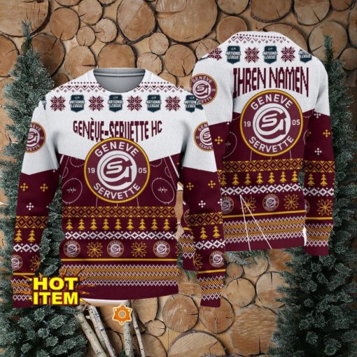 Geneve Servette HC 3D Ugly Christmas Sweater Christmas Holiday Gift For Men And Women Personalized Name