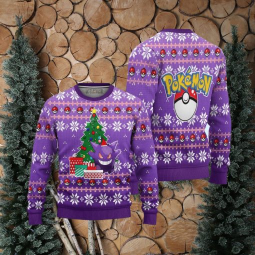 Gengar Pokemon Ugly Christmas Sweater 3D Gift For Big Fans