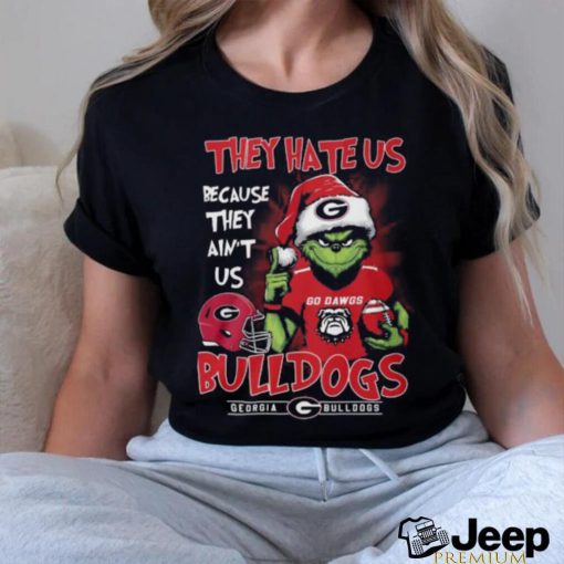 Georgia Bulldog Santa Grinch mashup Green Bay Packer they hate us because they ain’t us Bulldogs T shirt