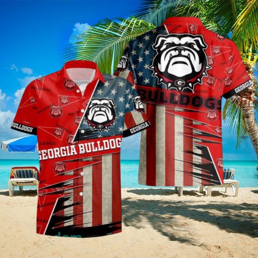 Georgia Bulldogs American 3D All Over Print Flag Hawaiian Shirt For Men And Women Gift Beach Holiday