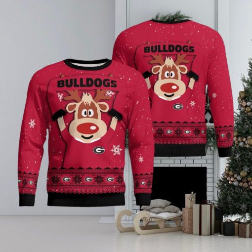 Georgia Bulldogs Cute Reindeer Ugly Christmas Sweater Christmas Party Gift