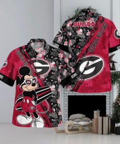 Georgia Bulldogs Mickey Mouse Floral Short Sleeve Hawaii Shirt