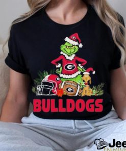 Georgia Bulldogs Santa Grinch And Santa Dog Christmas Shirt