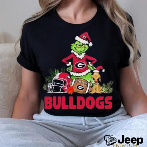 Georgia Bulldogs Santa Grinch And Santa Dog Christmas Shirt