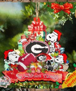Georgia Bulldogs Snoopy Christmas NCAA Ornament Personalized Your Family Name