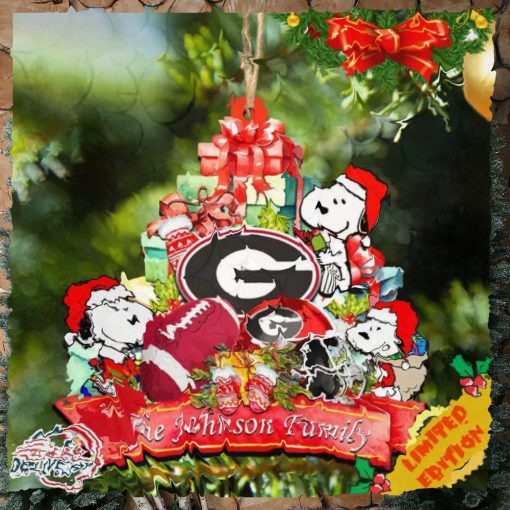 Georgia Bulldogs Snoopy Christmas NCAA Ornament Personalized Your Family Name