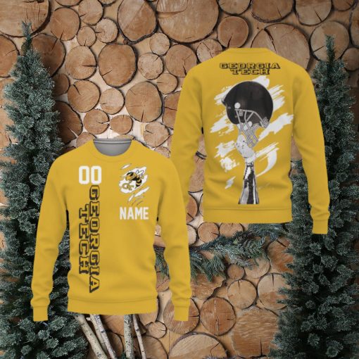 Georgia Tech Yellow Jackets Sports American Football Helmet Best Trends Custom Number And Name 3D Sweater Christmas For Fans Gift