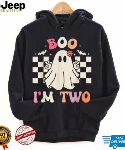 Ghost Boo I'm Two Yr 2nd Birthday Kids Halloween Groovy T Shirt