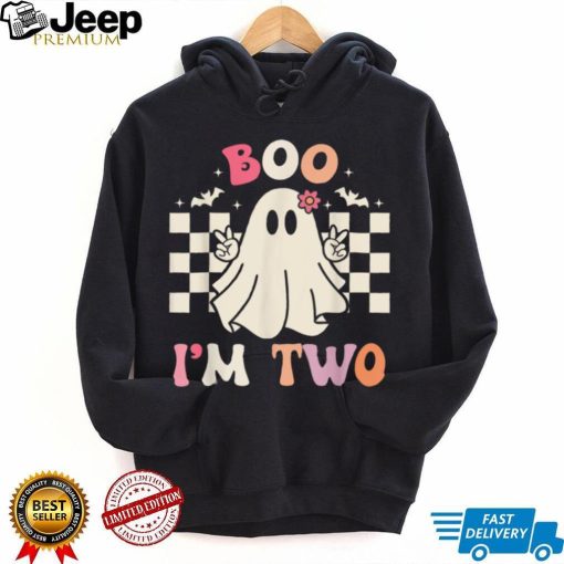 Ghost Boo I’m Two Yr 2nd Birthday Kids Halloween Groovy T Shirt