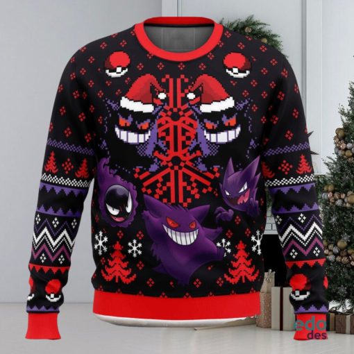 Ghosts Gengar Ghastly Pokemon Ugly Christmas Sweater Unisex 3D Christmas Sweater Gift