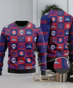 Giants Logo Checkered Flannel Design Knitted Ugly Christmas Sweater