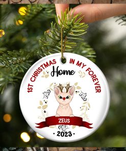 Gift For Cat Owners Personalized Circle Ceramic Ornament