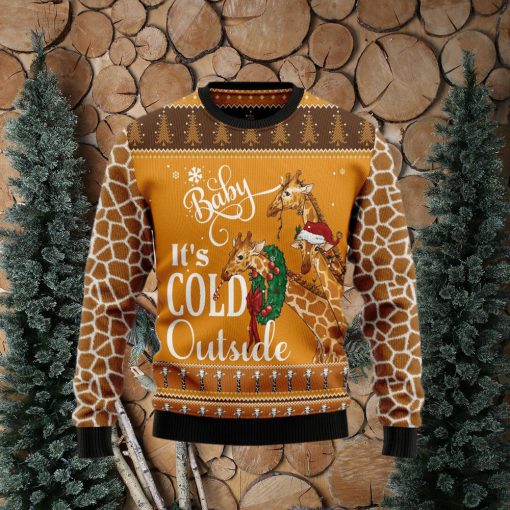 Giraffe Baby It‘s Cold Outside Ugly Christmas Sweater Gift Men Women