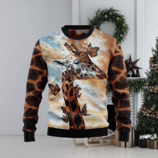 Giraffe Butterfly Ugly Christmas Sweater For Men & Women