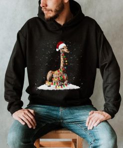 Giraffe Santa Light Christmas Shirt