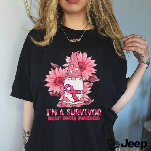 Gnome Sunflower Im A Survivor Breast Cancer Awareness shirt