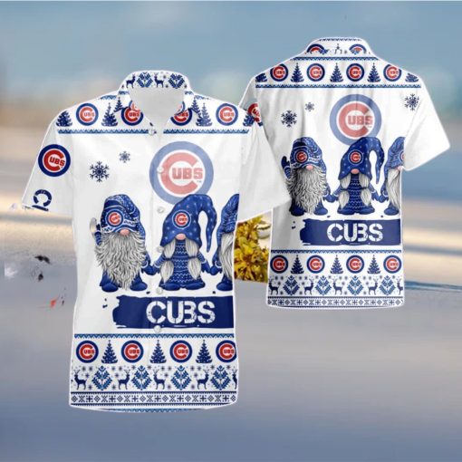 Gnomes Chicago Cubs Christmas 3D Summer Hawaiian Shirt And Short