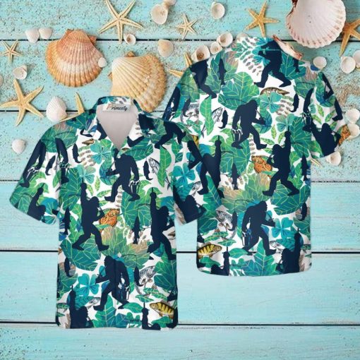 Go Fishing Bigfoot Tropical Hawaiian Shirts