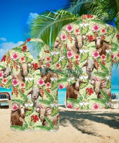 Goat Hibicus Floral 3D Hawaiian Shirt For Men Women hawaiian shirt