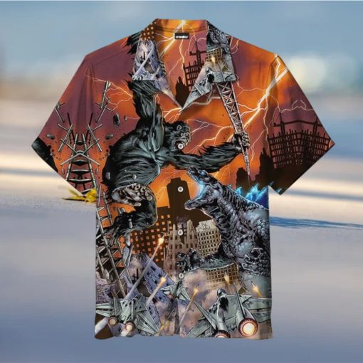 Godzilla vs King Kong Universal Hawaiian Shirt, godzilla gifts, King Kong Shirt, Movie Hawaiian Shirt, King Of The Monsters, Hawaii Shirt,