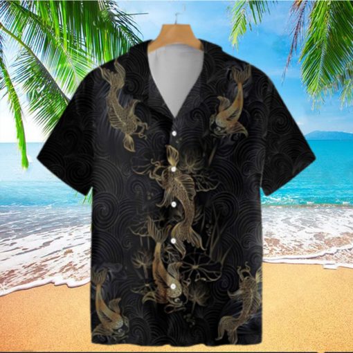 Golden Koi Fish On Waves Trending Hawaiian Shirt