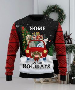 Golden Retriever And Snowman Home For The Holidays Ugly Christmas Sweater