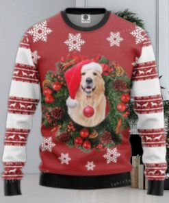 Golden Retriever Christmas Wreath Ugly Sweater