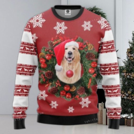 Golden Retriever Christmas Wreath Ugly Sweater