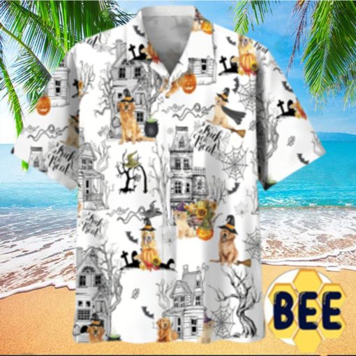 Golden Retriever Halloween Hawaiian Shirt