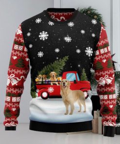 Golden Retriever Red Truck Ugly Christmas Sweater Thankgiving Gift Men Women