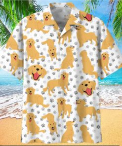 Golden Retriever White Awesome Design Unisex Hawaiian Shirt