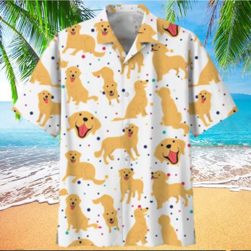 Golden Retriever White Unique Design Unisex Hawaiian Shirt