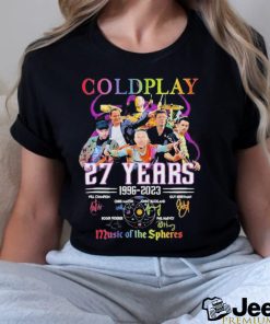 Goldplay 27 years 1996 2023 music of the spheres signatures shirt