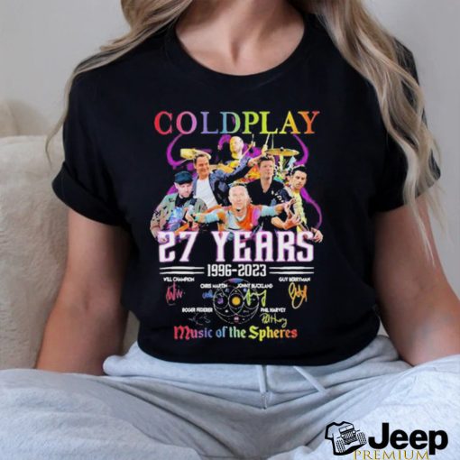 Goldplay 27 years 1996 2023 music of the spheres signatures shirt