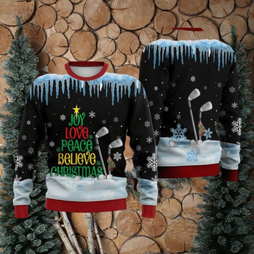 Golf Joy Love Peace Believe Christmas Sweater Trending For Men And Women Gift Holidays