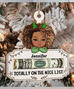 Good Mix Of Both Christmas Gift For Kids Personalized Wooden Cutout Ornament, Money Holder Ornament