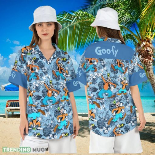 Goofy Tropical Leaves Hawaiian Shirt Disneyland Vacation Button Shirt Goofy Beach Aloha Shirt