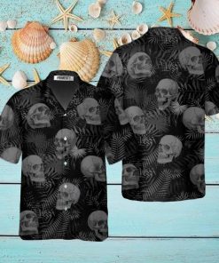 Goth Skull Leaves Skull Shirts For Men Skull Tropical Hawaiian Shirt