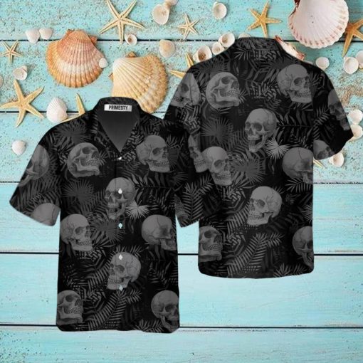 Goth Skull Leaves Skull Shirts For Men Skull Tropical Hawaiian Shirt