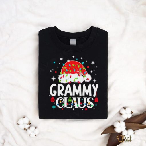 Grammy claus Santa hat Christmas lights shirt