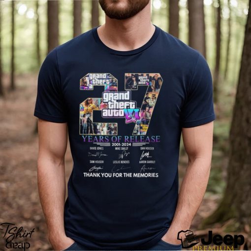 Grand Theft Auto VI 27 Years Of Release 2001 – 2024 Thank You For The Memories T Shirt